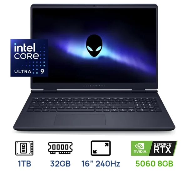 LAPTOP DELL ALIENWARE 16X AURORA GAMING Core™ Ultra i9-275HX 1TB SSD 32GB 16" QWXGA (2560x1600) 240Hz WIN11 NVIDIA® RTX 5060 8192MB BLUE