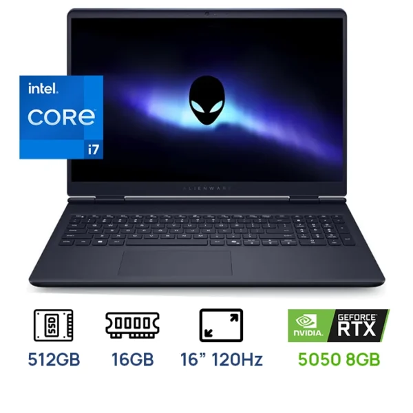 LAPTOP DELL ALIENWARE AURORA AC16250 GAMING Core™ 7-240H 512GB SSD 16GB 16" (2560x1600) 120Hz WIN11 NVIDIA® RTX 5050 8192MB  Backlit Keyboard