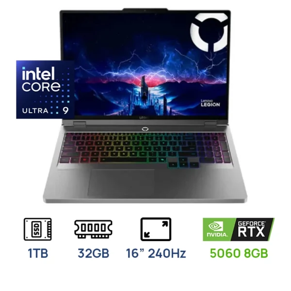 LAPTOP LENOVO LEGION 5 16IAX10 GAMING Core™ Ultra 9 275HX 1TB SSD 32GB 16" WQXGA (2560x1600) 240Hz IPS WIN11 NVIDIA® RTX 5060 8192MB STORM GREY RGB Backlit Keyboard