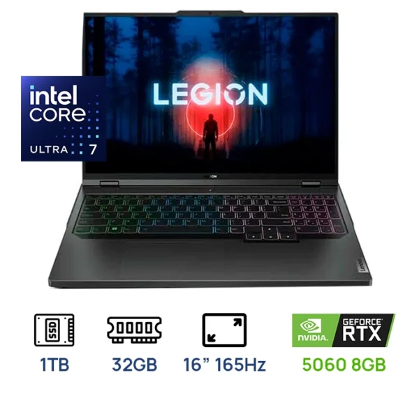 LAPTOP LENOVO LEGION PRO 5 16IAX10 GAMING Core Ultra 7 255HX 1TB SSD 16GB 16" WQXGA (2560x1600) OLED 165Hz WIN11 NVIDIA® RTX 5060 8192MB ECLIPSE BLACK RGB Backlit Keyboard