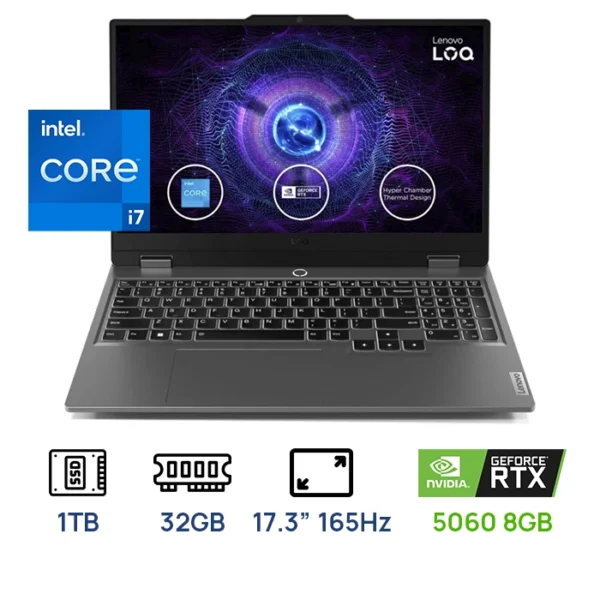 LAPTOP LENOVO LOQ GAMING Core™ i7-13650HX 1TB SSD 32 GB 17,3" (1920 x 1080) 165 Hz WIN11, NVIDIA® RTX 5060 8192 MB ,LUNA GREY Backlit Keyboard